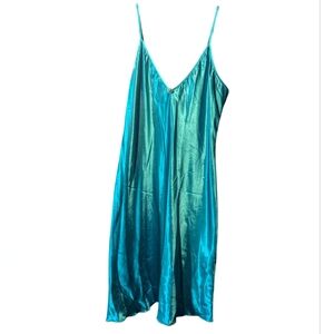 Teal Satin Chemise with Adjustable Straps